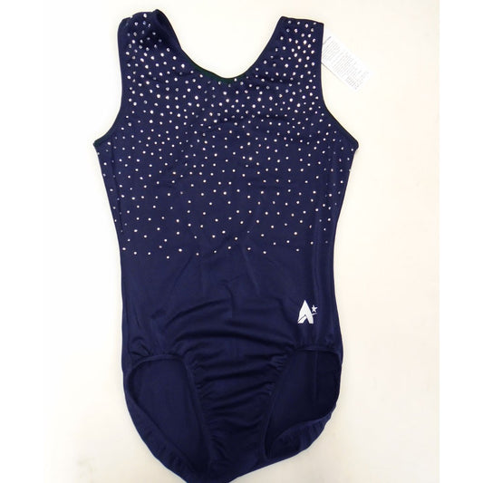 RECOIL - Sleeveless leotard in Navy or Red with diamante front