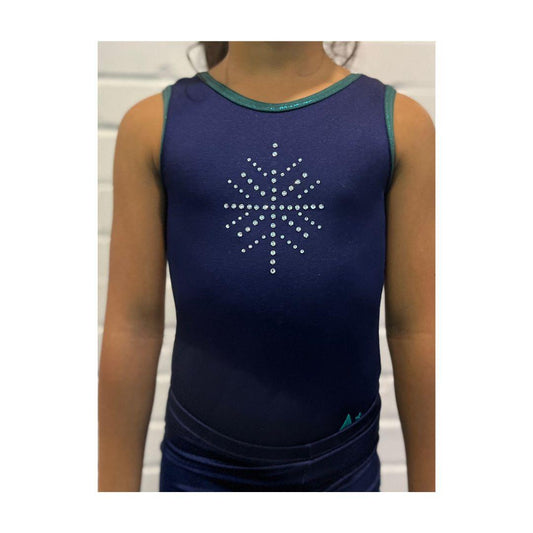 Girls Navy Gymnastics leotard with Diamante