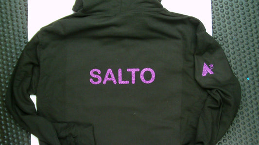 SALTO - Black Hoody with Purple Glitter Salto Print