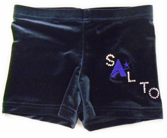 SALTO - Girls Black Velour Shorts with Salto Diamante