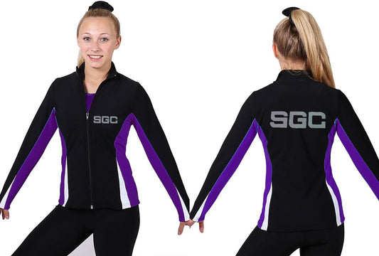 SALTO - Girls Tracksuit Jacket in Black, Purple and White Microtex with Salto Prints
