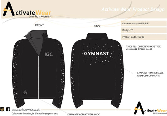 INVERURIE - Girls Black Tracksuit Jacket with Diamante