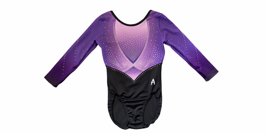 Swanage Gymnastics - Girls Long Sleeved Black and Purple sublim leotard