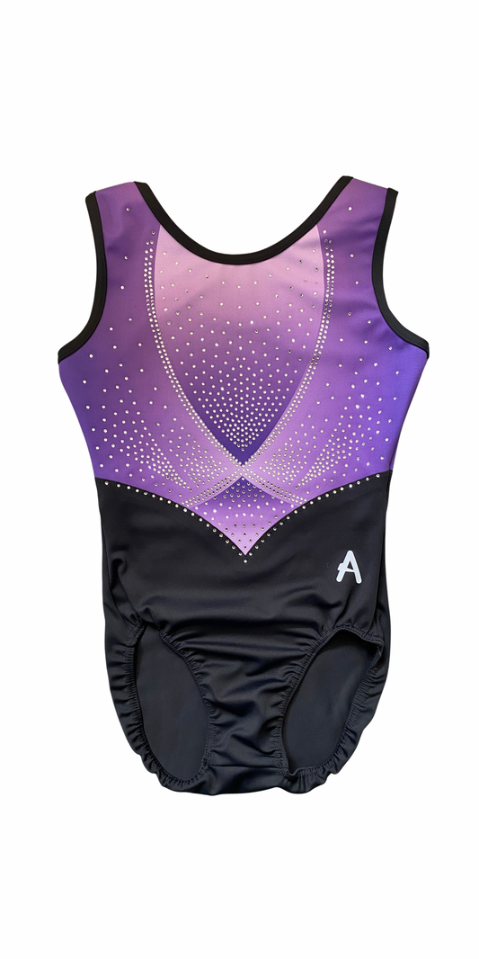 Swanage Gymnastics - Girls Sleeveless Black and Purple sublim leotard