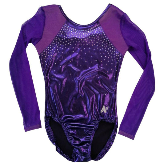 Valdez - Purple Shimmer and Purple Powernet long sleeved leotard - SQUAD ONLY