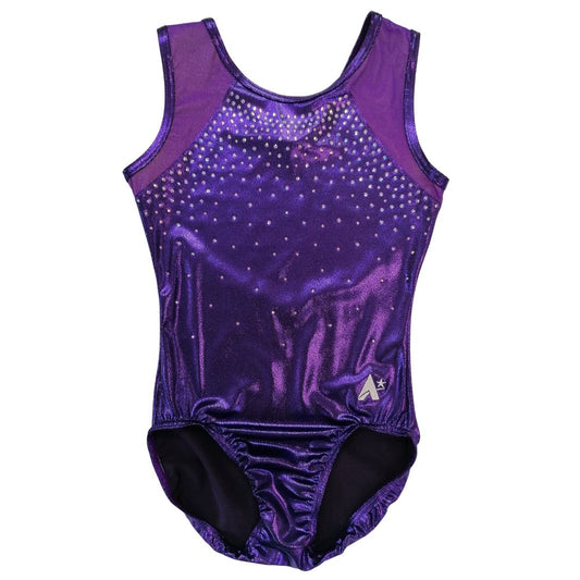 VALDEZ - GIRLS PURPLE AND SILVER SLEEVELESS LEOTARD