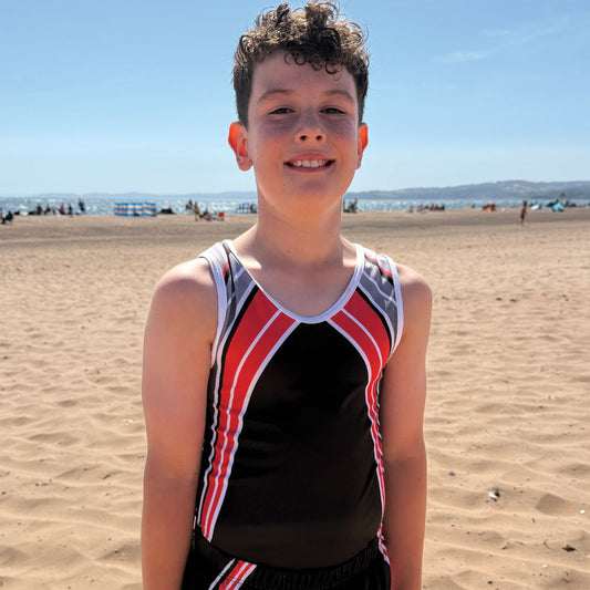 VELOCITY- Boys Black and Orange leotard