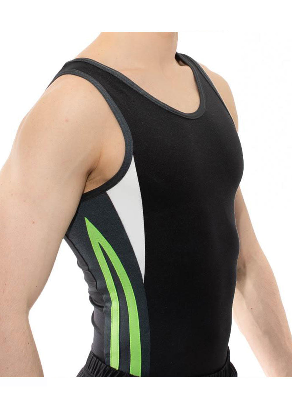 Grey and White leotard with Flo green details