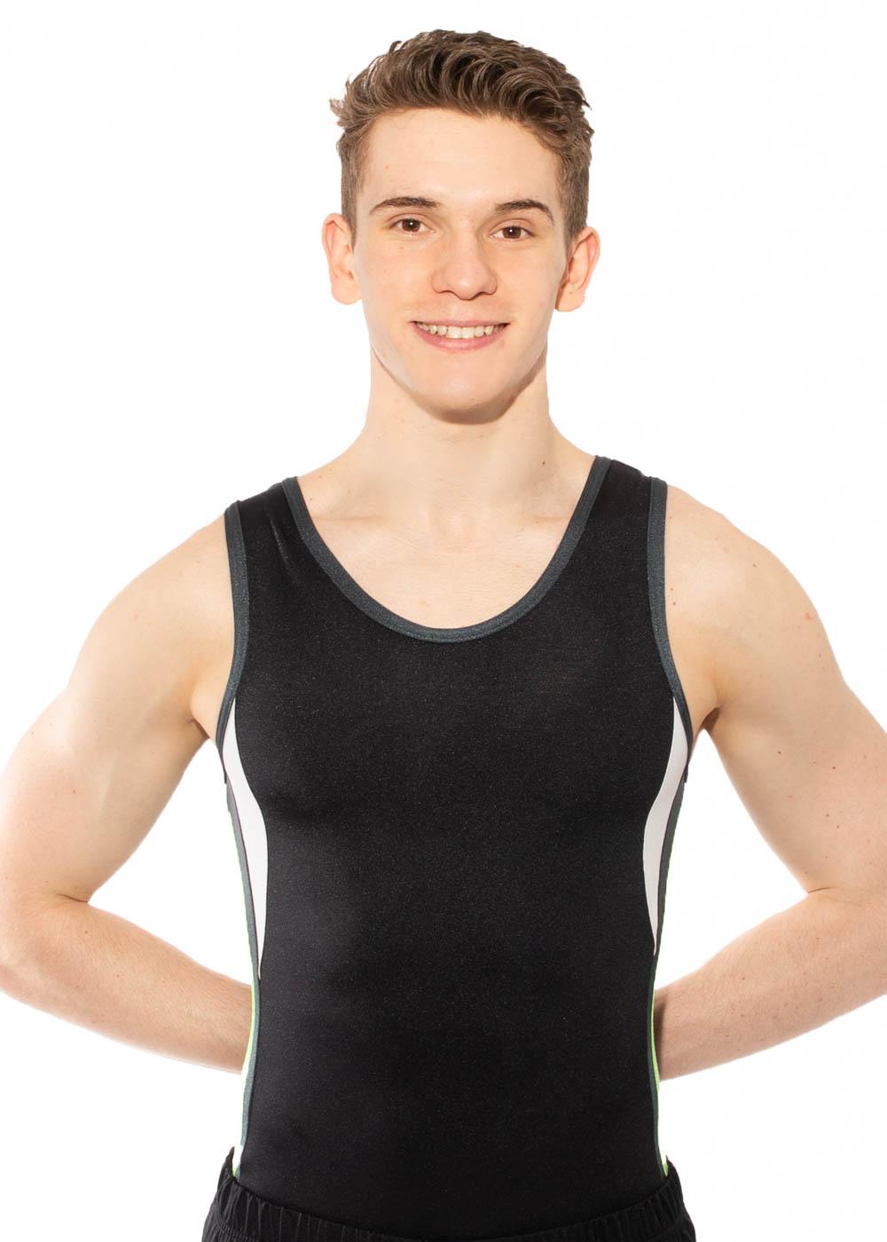 Grey and White leotard with Flo green details