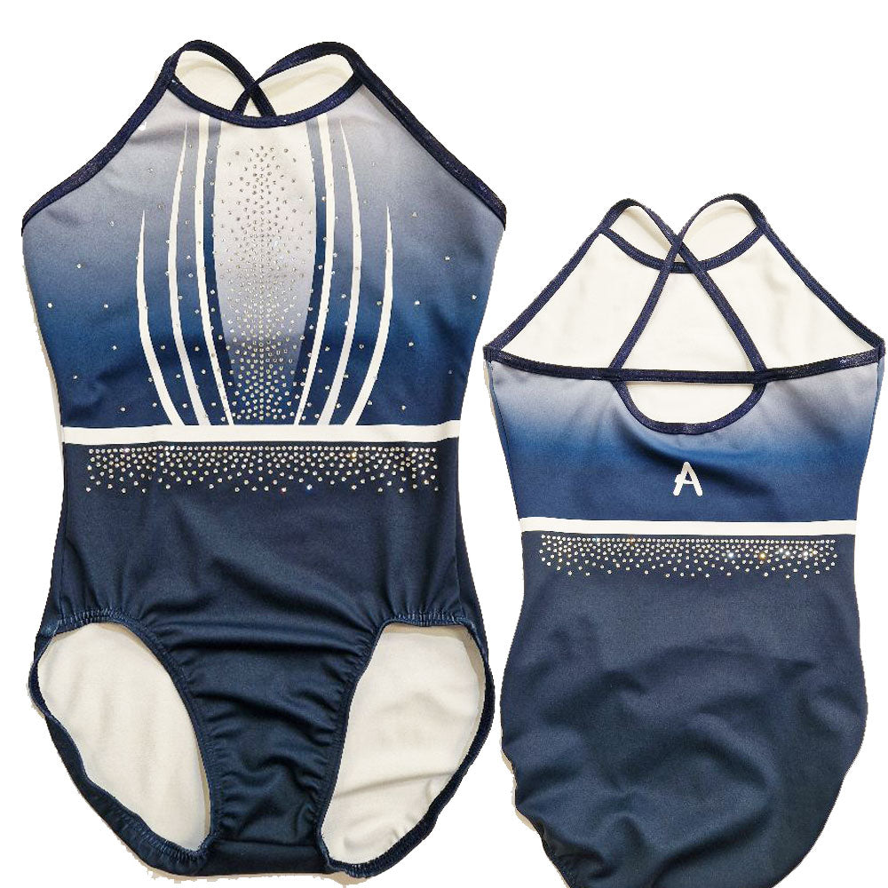 CELESTE - Sleeveless Blue and White leotard