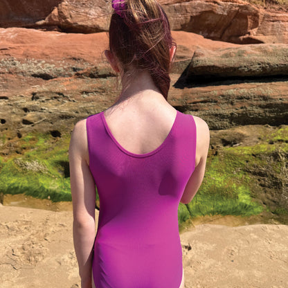 EVEREST - Magenta sleeveless leotard with diamante
