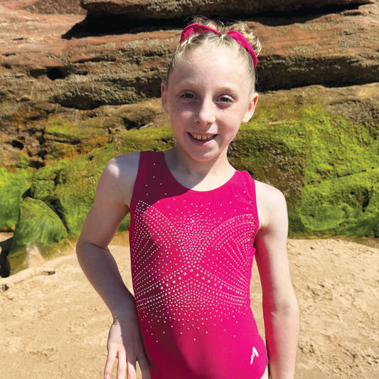 EVEREST - Cerise Pink leotard with diamante