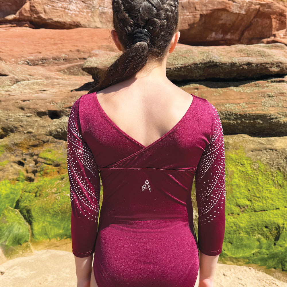 MAJESTY - Long sleeved Burgundy with sparkly diamante