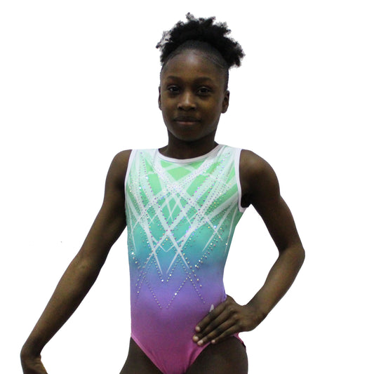NOVA - Green, blue, and pink Ombré Leotard
