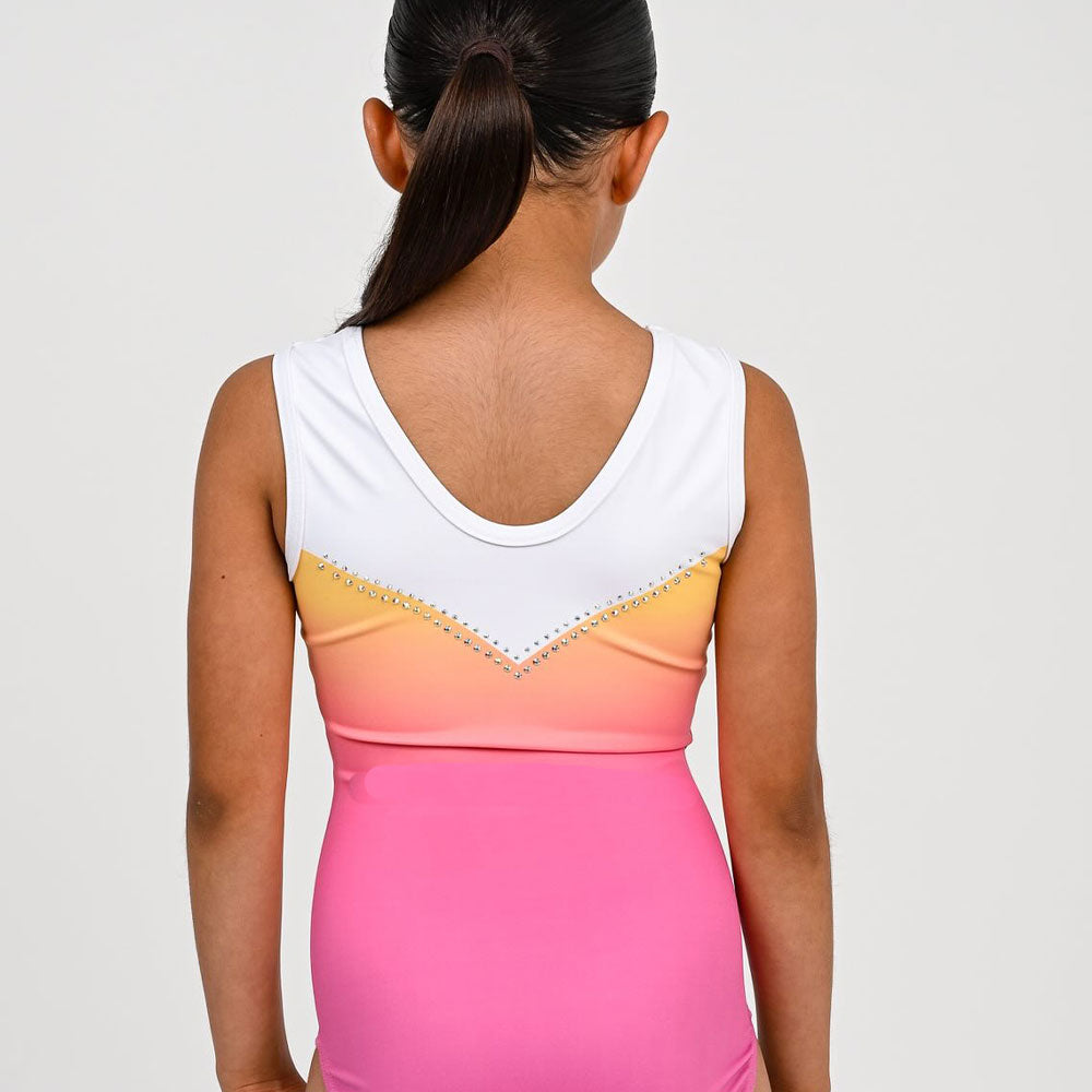Hallie - Sleeveless Pink to Yellow Ombre leotard
