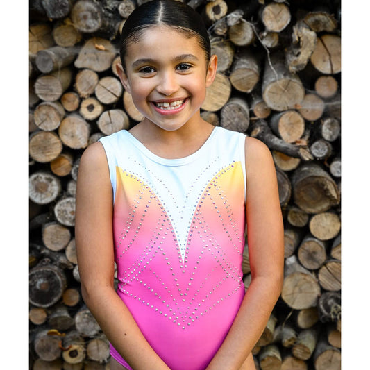 Hallie - Sleeveless Pink to Yellow Ombre leotard