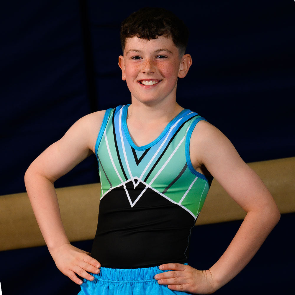 VELORA - Blue and Green Boys leotard