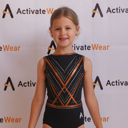 XANTHE - Black Lycra leotard with open back